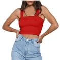 thumbnail image 1 of Timegard Hauts de Sortie pour Femmes à Larges Bretelles, Crop Top Moulant Confortable d'Été Décontracté Sans Manches, 1 of 6