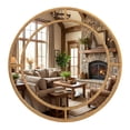 thumbnail image 1 of Gymax Miroir Mural Rond Doré de 28 Pieds' Décoratif Moderne avec Cadre Perlé pour Chambre, 1 of 10