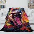 thumbnail image 4 of Fleece Throw Blanket Dinosaurs Printed Blanket Luxurious Warm And Cozy For All, 4 of 7