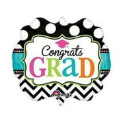 Congrats Grad Dream Big Chevron Dots Marquee Super Shape 25" Foil Balloon