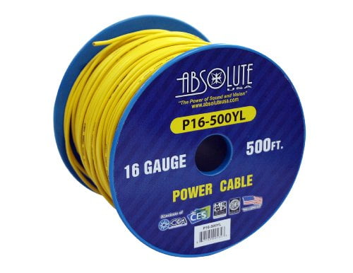 Absolute USA P16-500YE 16 Gauge 500-Feet Spool Primary Power Wire Cable Yellow