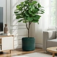 thumbnail image 5 of LuxenHome Jade Green Ribbed 13.8-Inch Round Ceramic Planter, 5 of 8