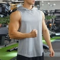 thumbnail image 2 of BADHUB Men's Workout Hooded Tank Tops Quick Dry Bodybuilding Muscle Cut Off T Shirt Sleeveless Gym Training Hoodies Gray M, 2 of 6