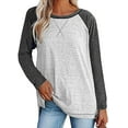 thumbnail image 1 of Chemises à Manches Longues pour Femmes Col Ras du Cou Raglan Casual Tunique en Coton en Vrac T-Shirt d'Automne, 1 of 4