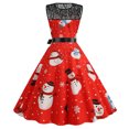 thumbnail image 3 of Robe de Noël Aguichant pour Femmes Mode Robe en Dentelle Évasée Vintage Robe de Bal Sans Manches Imprimée Robe de Fête de Noël Robe en Dentelle pour Femmes Robe de Fête Aguichant pour Femmes, 3 of 9