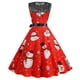 thumbnail image 4 of Moda mujer encaje una línea Flare vestido Vintage Prom Swing sin mangas estampado Navidad vestido de fiesta de Navidad Fridja hjkh469, 4 of 9