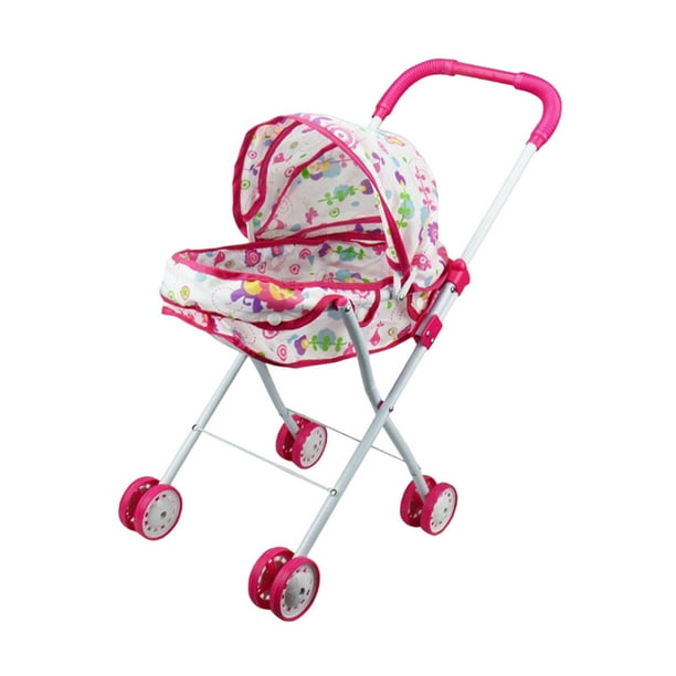 Cochecito de Muñeca para Bebé CUTICAT Carrito de empuje con dosel 34 cm x 25 cm x 55 cm
