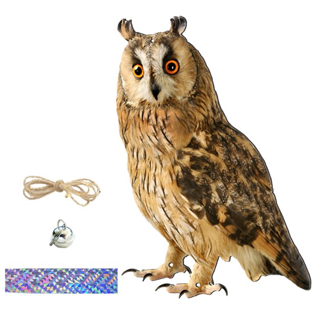 1 Juego de decoración colgante disuasoria de pájaros para jardín, adorno de búho disuasorio para árbol