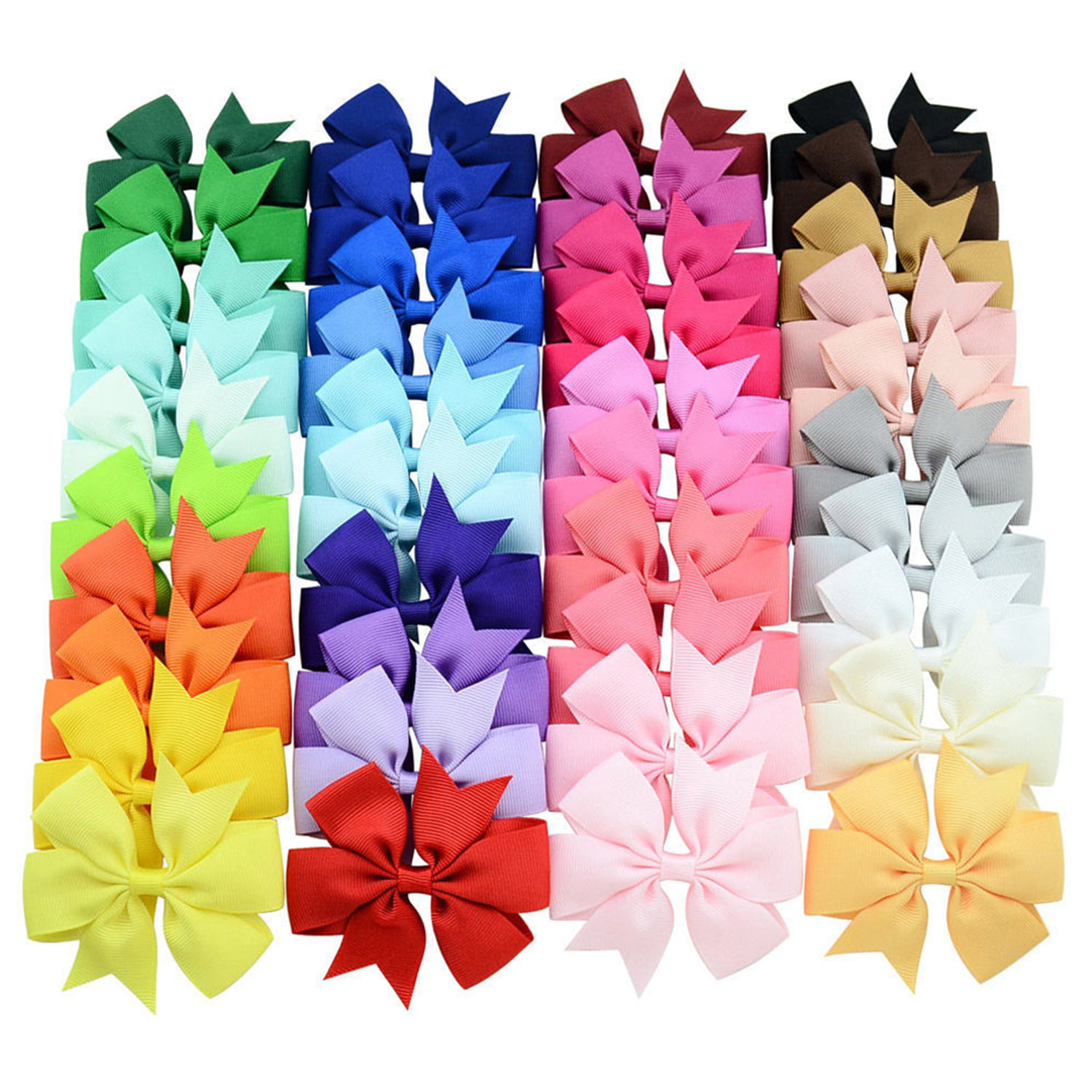 10 Pcs Colorful Solid Grosgrain Ribbon Bows Clips Hairpin Girl's Hair Bows