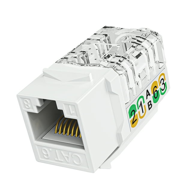 RJ45 Cat6 Keystone Jacks Slim Profile 1/10/30-Pack, 90-Degree Ethernet Punch Down Keystone Jack Adapter White 10PCS