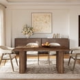 thumbnail image 4 of Finmind 63" Solid Wood Dining Table for 4-6, Farmhouse Rectangular Kitchen Table with Fluted Pedestal Base, Dark Brown, 4 of 7