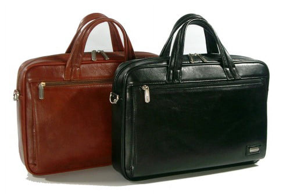 K-Cliffs Deluxe Leather Briefcase Business Portfolio Fit Laptop, Black