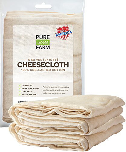 Details about    Cheesecloth Unbleached Grade 50 Natural Cotton Cheese Cloth  45 Sq Ft  for