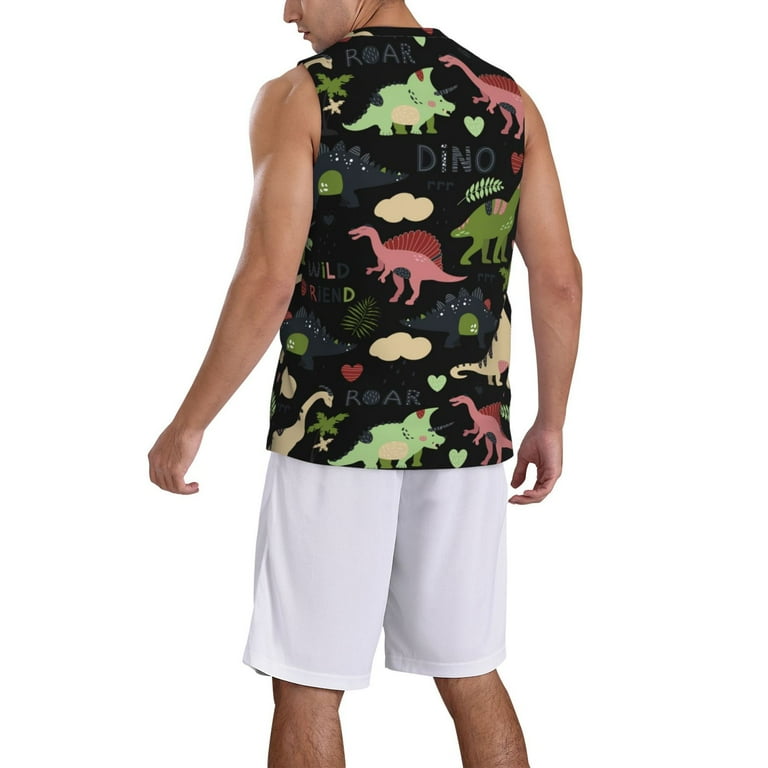 Naloa Cute Dinosaurs Basketball Jersey Reversible Men's Mesh