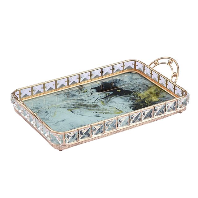 Bandeja de almacenamiento de cristal Bandeja de maquillaje cosmético de cristal-organizador de bandeja decorativa para guardar Perfume, artículos de tocador, baratija, bandeja de Fanmusic Bandeja de almacenamiento de cristal
