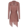 thumbnail image 3 of iiniim Women's V Neck Long Sleeve Fringe Latin Dance Tango Waltz Cocktail Party Dress Dusty Pink M, 3 of 7