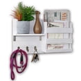 thumbnail image 7 of DUCIHBA Entryway Mail Organizer - Key Holder Hooks - Home Decorative Single Wall Shelf - Rustic Wood, White - 16.5" W x 4.5" D x 9.75" H - 2.5lbs, 7 of 7
