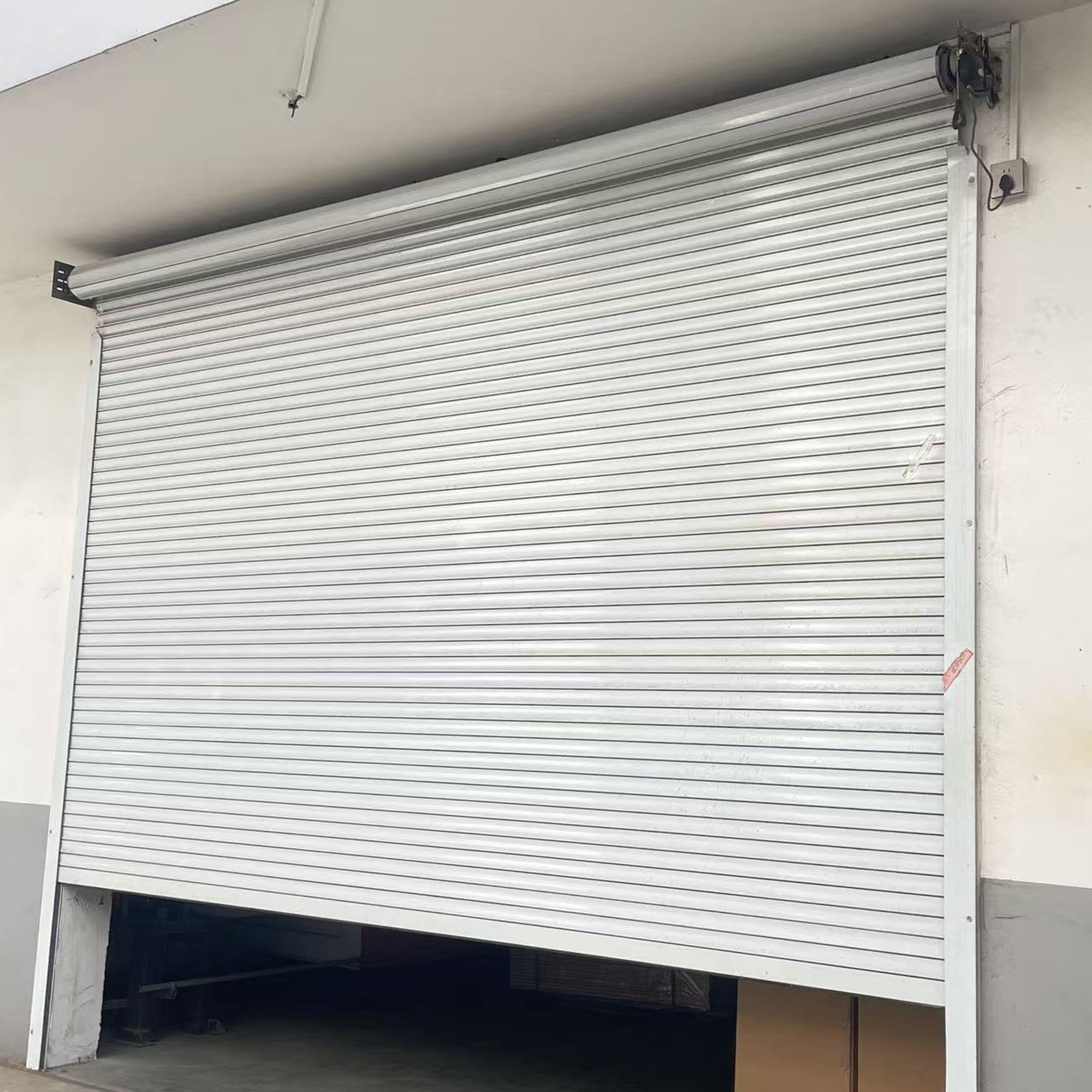 8.5FT x 8.5FT Electric Roll-Up Garage Door, 110V Automatic Roller Shutter Door with Galvanized Steel Rails for Carport, Barn & Storage Shed