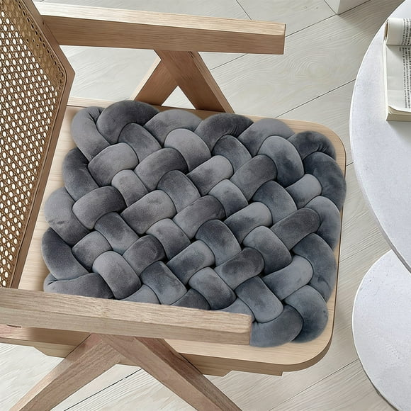 Woven Pillow, Soft Decorative Throw Pillow, Polyester Knotted Ball Cushion for Sofa Bed Living Room Machine Washable, Dark Gray