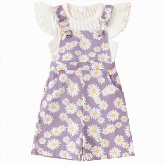Hessimy Girl Outfits Short Sleeve Tshirts and Shorts Summer Two Piece Sets Comfy Kids Clothing Size,Comfy Wear(Purple,4-5 Years)