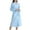 Sky Blue, variant on Kaemgyyd Long Bathrobe for Women Lightweight Textured V Neck Long Sleeve Robe Soft Solid Color Sleepwear with Belt Loungewear