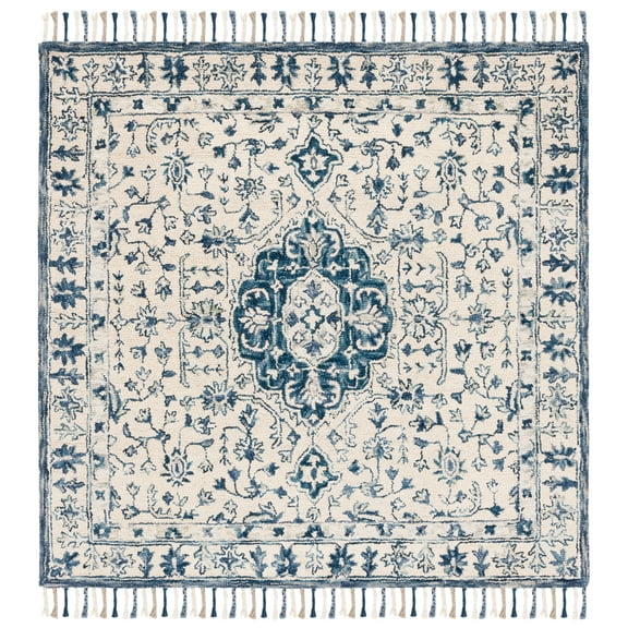 SAFAVIEH Aspen LACEWORK Oriental Area Rug, Ivory/Blue, 7' x 7' Square