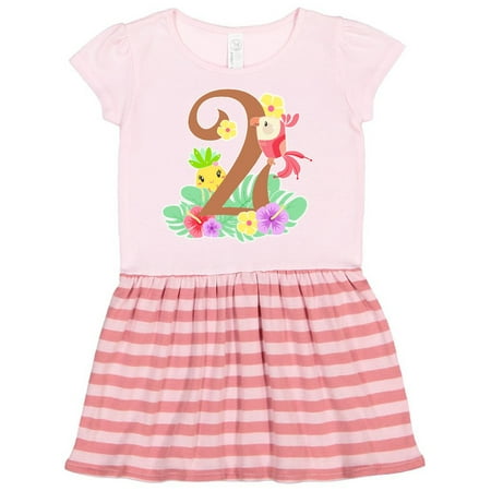 

Inktastic Tropical second birthday party parrot pineapple Gift Toddler Girl Dress