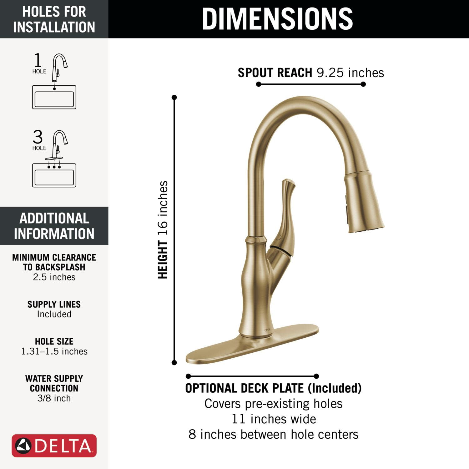 Delta 19888Z-Dst Ophelia 1.8 GPM Single Hole Pull Down Kitchen Faucet - Chrome