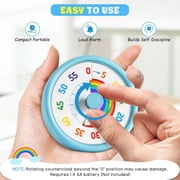 Visual Timer for Kids, 60 Minute Countdown Timers for Classroom Kitchen Office, Rainbow Disk Desk Timer Clock with Silent Operation, Pomodoro Timer Time Management Tools for Toddler ADHD Blue