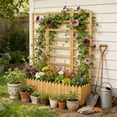 thumbnail image 2 of Foldable Planter Box with Trellis & Drainage Holes, Ideal for Climbing Plants, Fits Small & Large Spaces, Natural Wood, 2 of 10