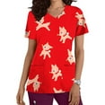 thumbnail image 2 of Blusas Médicas Navideñas Para Mujer, Manga Corta, Cuello en V, Uniforme de Enfermería, Blusa Con Bolsillos Estampados Odeerbi ODB207249, 2 of 5