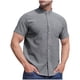 thumbnail image 2 of Mens Manga Corta Botón Abajo Camisas de Moda Bordado de Pie Cuello Bolsillo, Blusa de Algodón para Uso Al Aire Libre Y Diario, 2 of 5