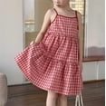 thumbnail image 6 of Amidoa Girl Dresses A-Line Cami Sleeveless Plaid Flowy Dress Casual Summer Sundress for Kids Red Size 9, 6 of 6