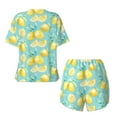 thumbnail image 5 of Kdxio Yellow Lemon Print Pajamas Sets for Women Short-Sleeved Pjs with Lounge Shorts Two Piece Sleepwear S-4XL, 5 of 9