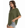 thumbnail image 7 of Women Oversized T-Shirt Round Neck Pull On T-Shirt Basic Casual Loose Fit Workout Tops, 7 of 7