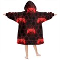 thumbnail image 2 of Game Controller Red Pattern Lamb Fleece Blanket Hoodies for Teens ,Teens Oversize Sherpa Wearable Hooded Blanket Sweatshirt with Super Pockets, 2 of 6