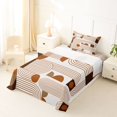thumbnail image 3 of Castle Fairy Vintage Linear Arch Pattern Twin Sheets 3pcs,Mid Century Retro Aesthetics Bedding,Cream Coffee Brown,1 Flat Sheet, 1 Fitted Sheet and 1 Pillowcase, 3 of 7
