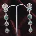 thumbnail image 3 of Natural Emerald Opal,Diamond Gemstone 925 Sterling Silver Earrings, 3 of 3