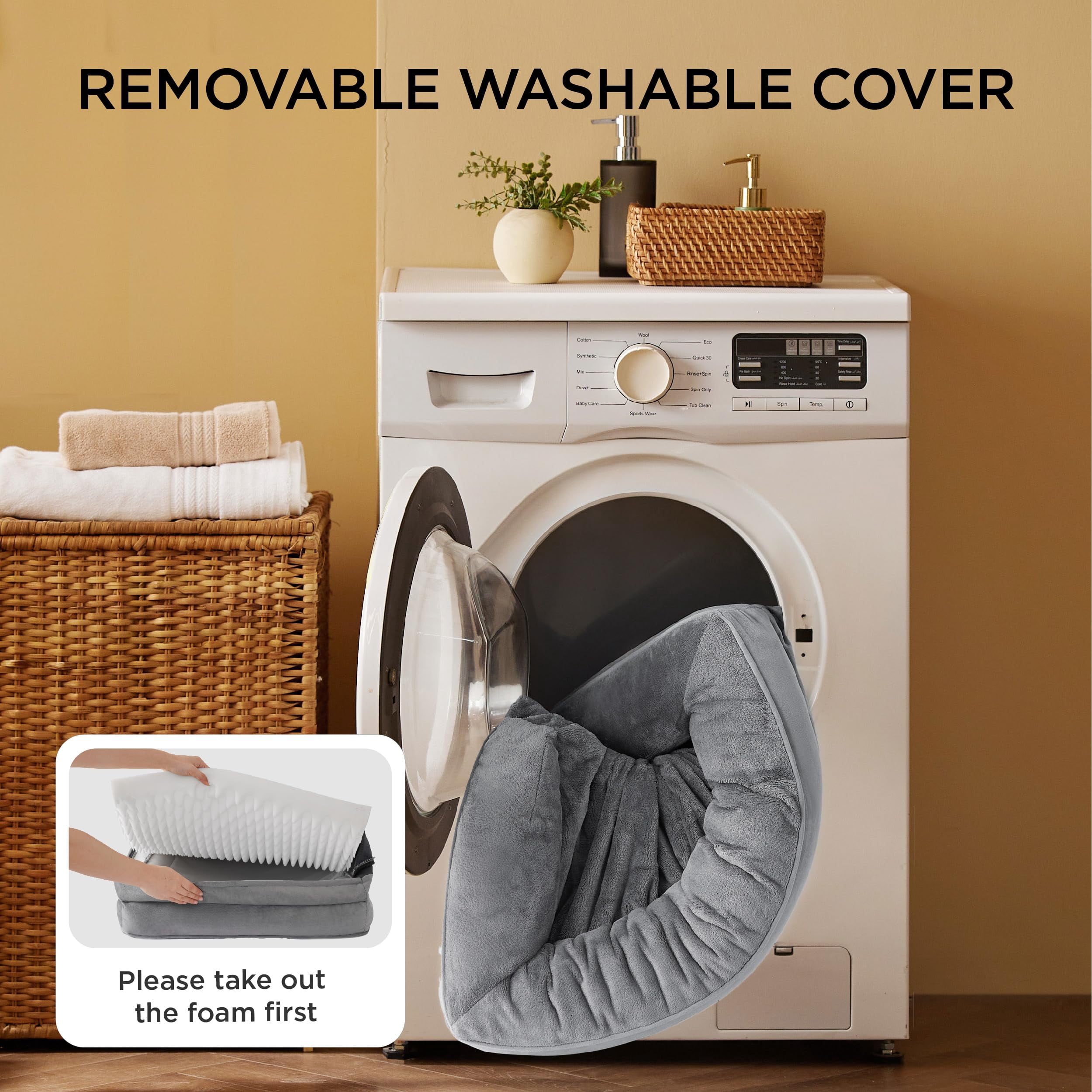 U by Bedsure Orthopedic Dog Bed for Large Dogs - Egg Crate Foam  Pet Couch Sofa with Bolster Sides, Waterproof Washable Cover, Non-Skid, Gray, 42"x32"