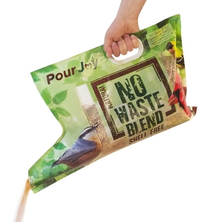 Pour Joy’s No Waste Blend, Shell-Free, No Mess, 10 lb. Built-in Spout Allows You to Easily Fill Feeders Directly from The Bag! No Spilling! Premium Bird Seed, No Sprouting