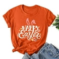 thumbnail image 2 of Easter Womens Short Sleeve Shirts Casual Round Neck Cute Print Tee Summer Lightweight Pullover Tops (M, C Orange), 2 of 3