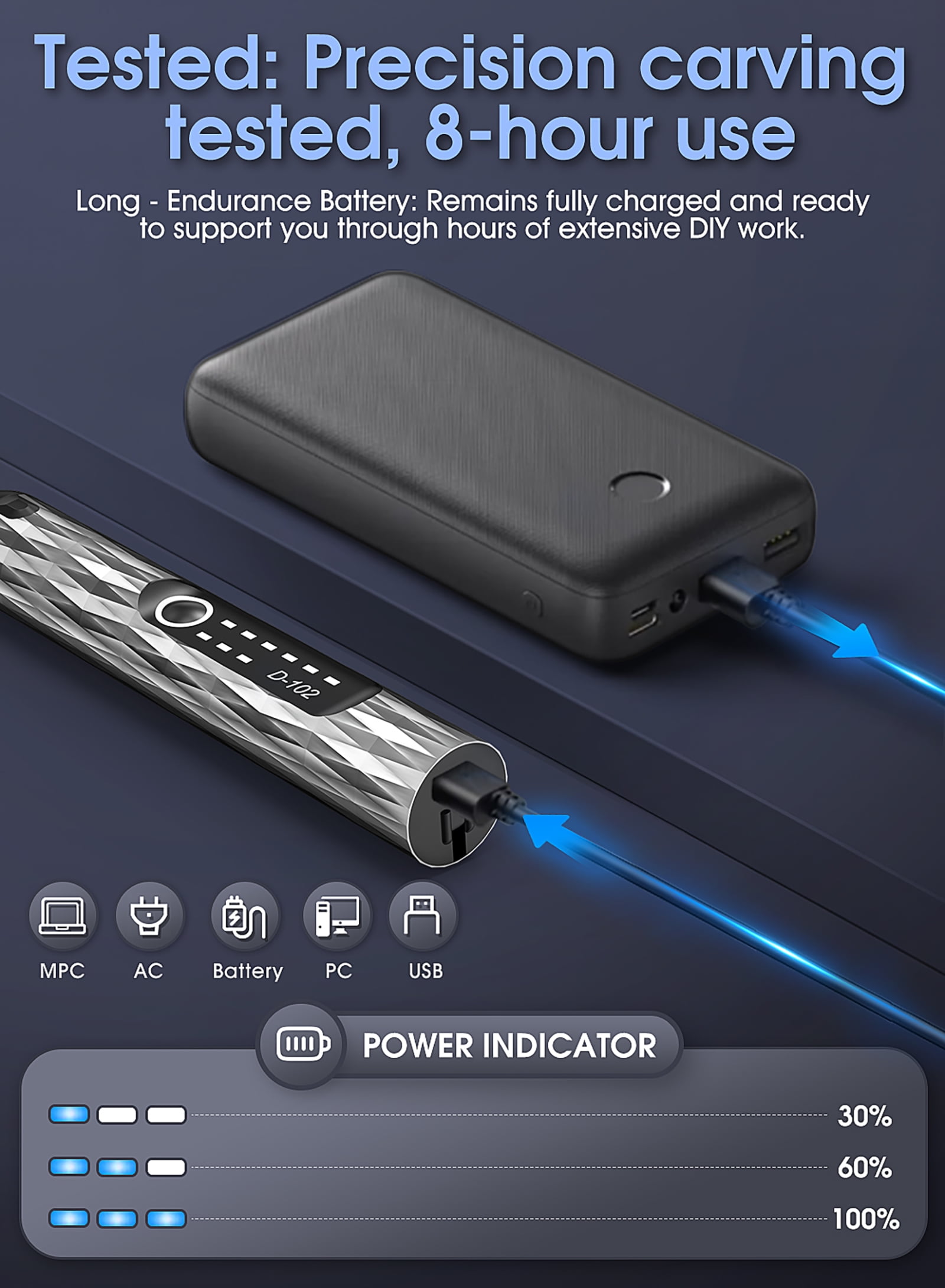 Newly Upgraded Electric Engraving Pen with 37 Bits,3-Speed Adjust,USB Rechargeable,Rotary Tool for 60+ Surfaces - Mini Electric DIY Engraving Pen Kit Cordless Rotary Tools for Personalization & Gifts