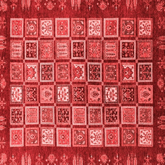 Ahgly Company Indoor Square Abstract Red Modern Area Rugs, 8' Square