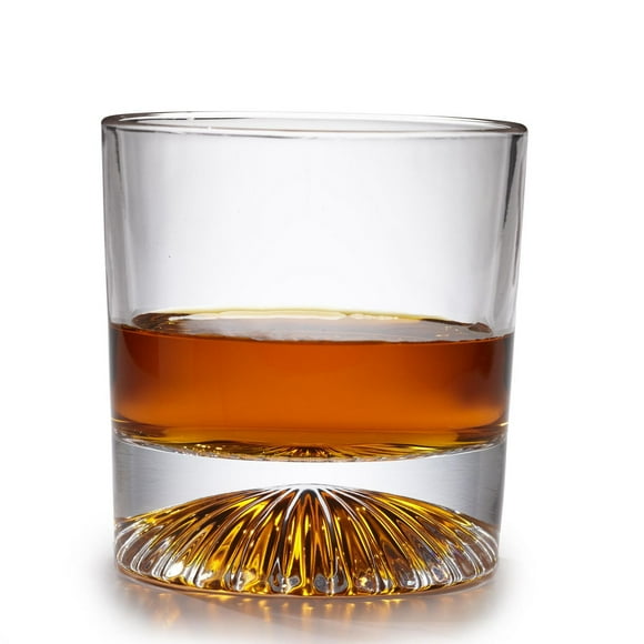 Globe on the Rocks Pyramid Old Fashion Whiskey Glass, 250 ml Set of 4