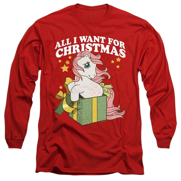 My Little Pony Retro All I Want Long Sleeve Adult 18/1 T-Shirt Red