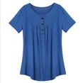 thumbnail image 4 of Timegard Hauts d'Été pour Femmes Col Rond Froncé T-Shirts à Manches Courtes Confortables Décontractés Hauts de Couleur Unie, 4 of 4