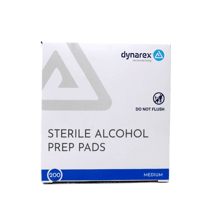 Alcohol Prep Pad Dynarex Isopropyl Alcohol, 70% Individual Packet Medium Sterile Pack of 400 - 1113
