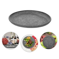 OFFIGAM Grey Galvanized Metal Tray with Wave Edge Design, Iron Home Decor for Living Room or Kitchen