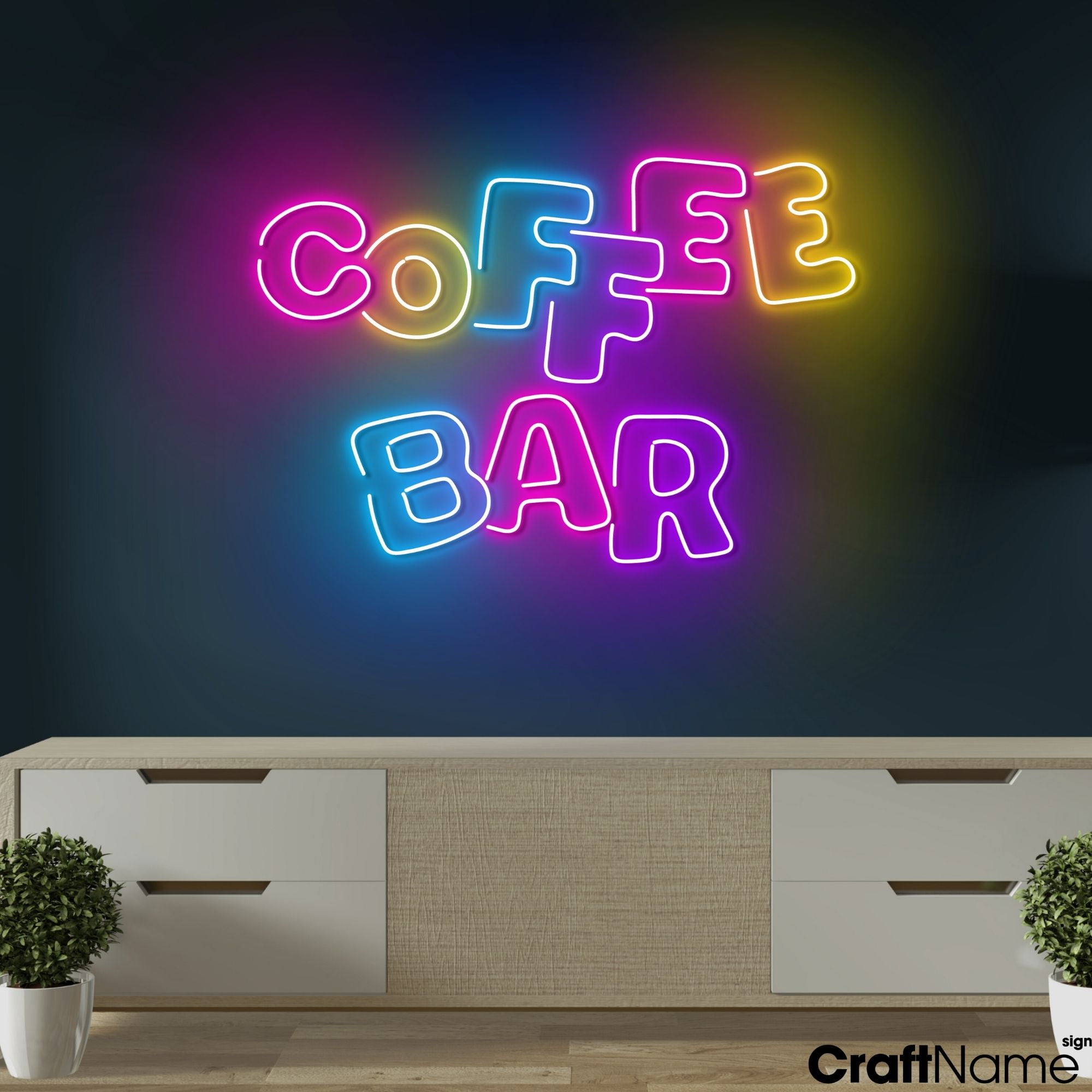 Craftnamesign Coffee Bar Neon Light, Open Sign Wall Art, Coffee Store Wall Decor