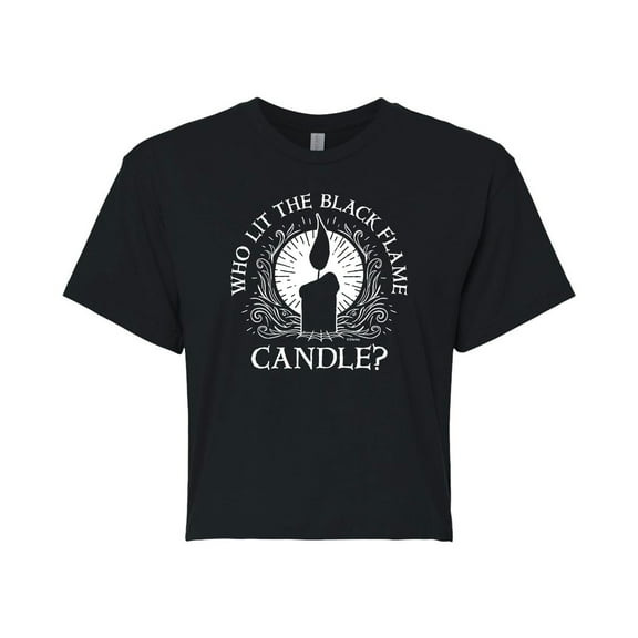 Hocus Pocus - Who Lit The Black Flame Candle? - Juniors Cropped Cotton Blend T-Shirt